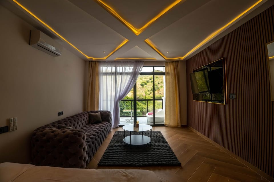 Bed, TV and multimedia, Living room, Photo of the whole room, Seating area, Bedroom, air conditioner