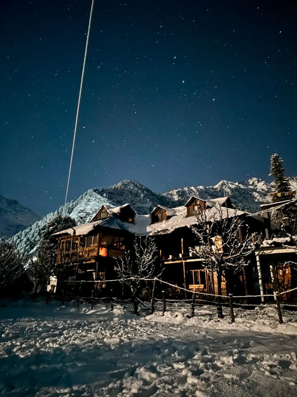 Night, Winter, Mountain view