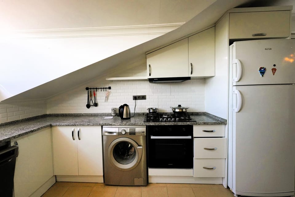 Kitchen or kitchenette, washing machine