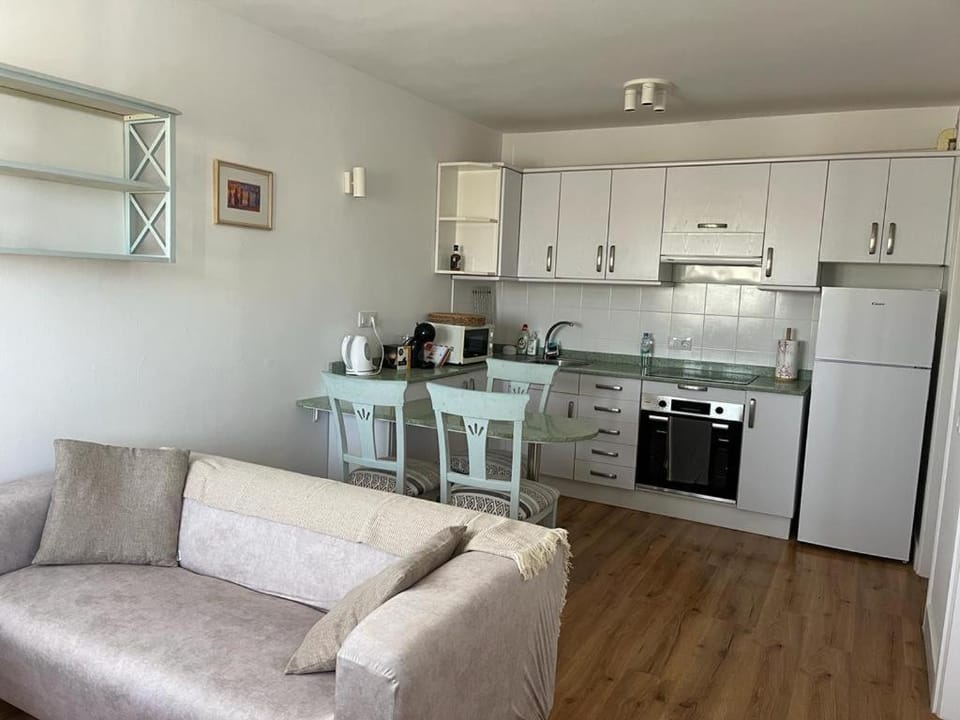 Kitchen or kitchenette, Living room, Dining area, oven, stove, toaster