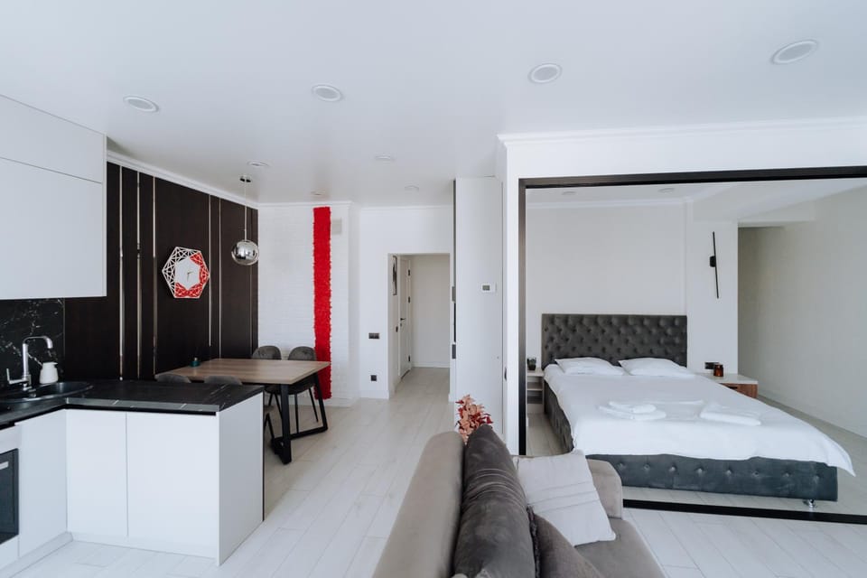 Bed, Kitchen or kitchenette, Dining area, Bedroom, towels