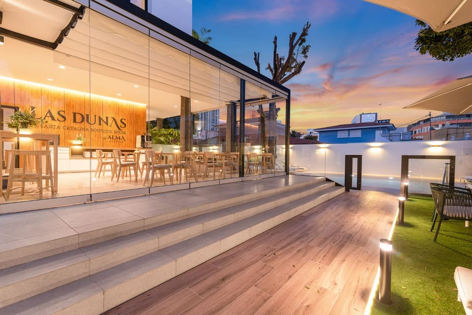 Property building, Night, Dining area, Pool view, Swimming pool