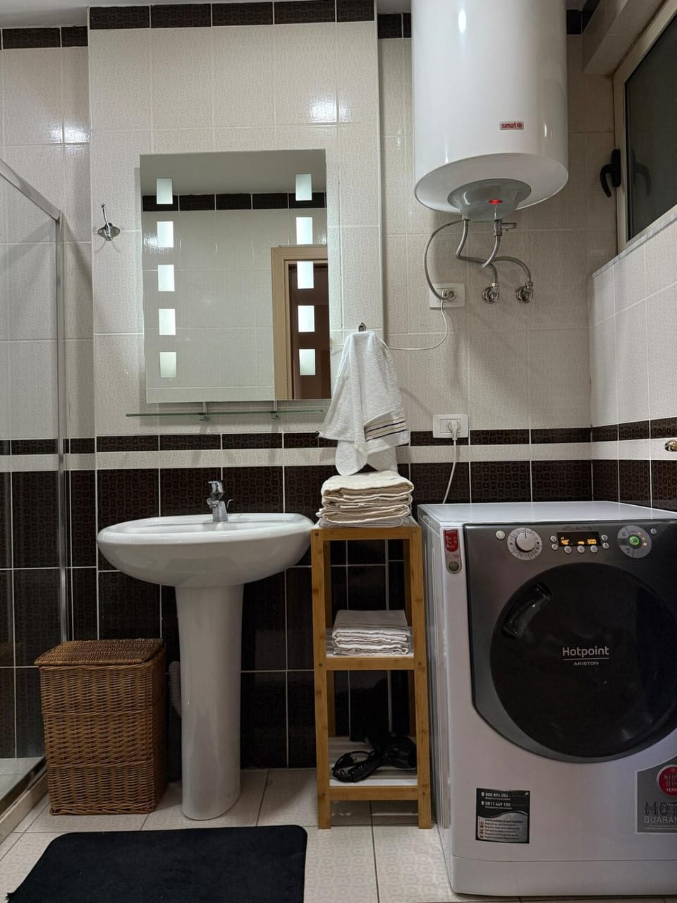 Bathroom, washing machine, dryer
