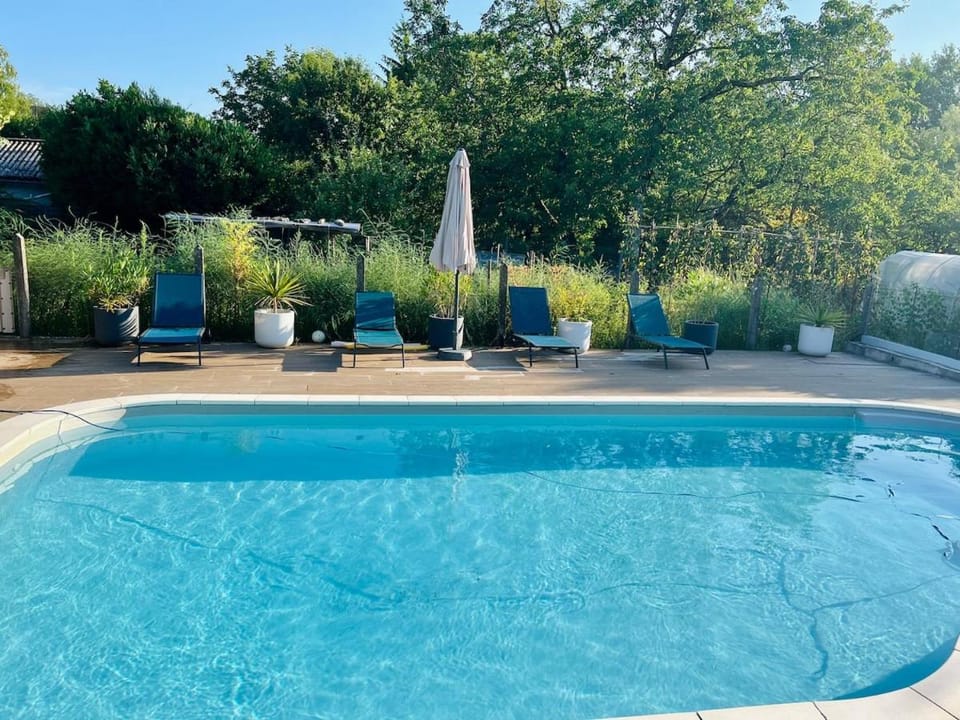 Natural landscape, Garden, Pool view, Swimming pool, Swimming pool, sunbed