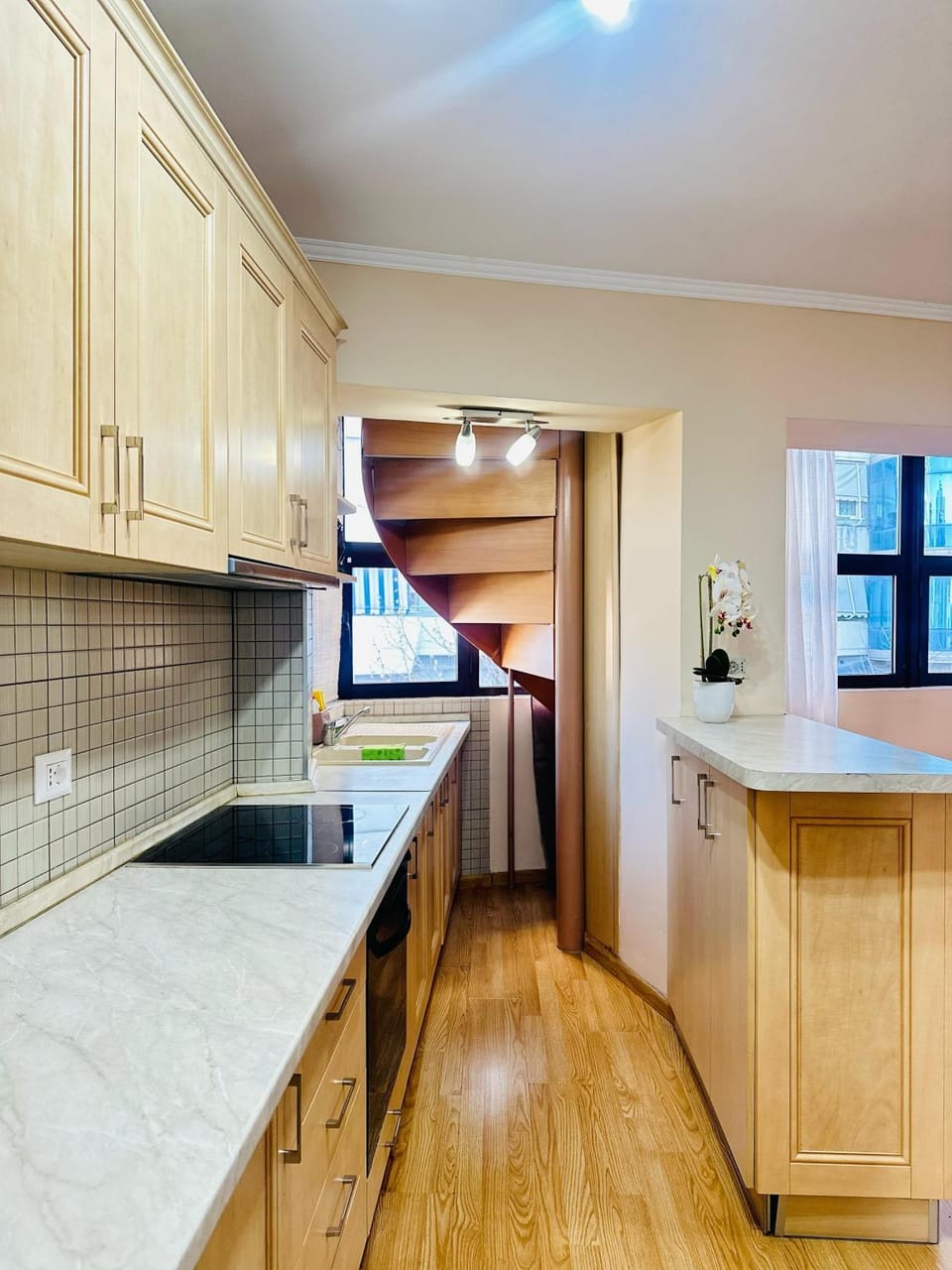 Kitchen or kitchenette, oven, stove