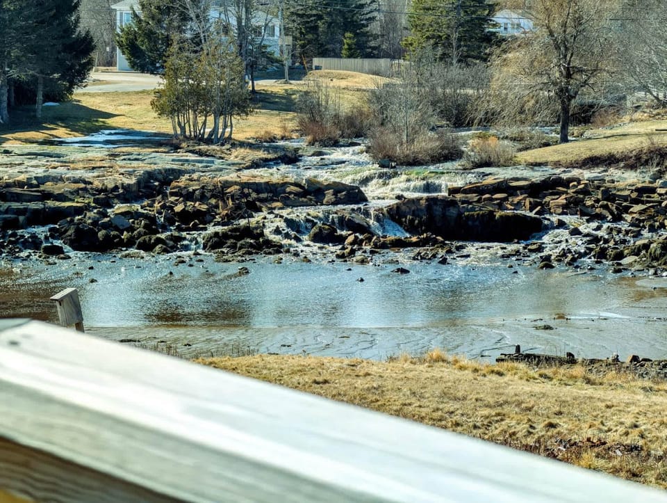 Waterfall Sea Cottage Family fire pit waterfront sleeps 4 House in Prospect Harbor