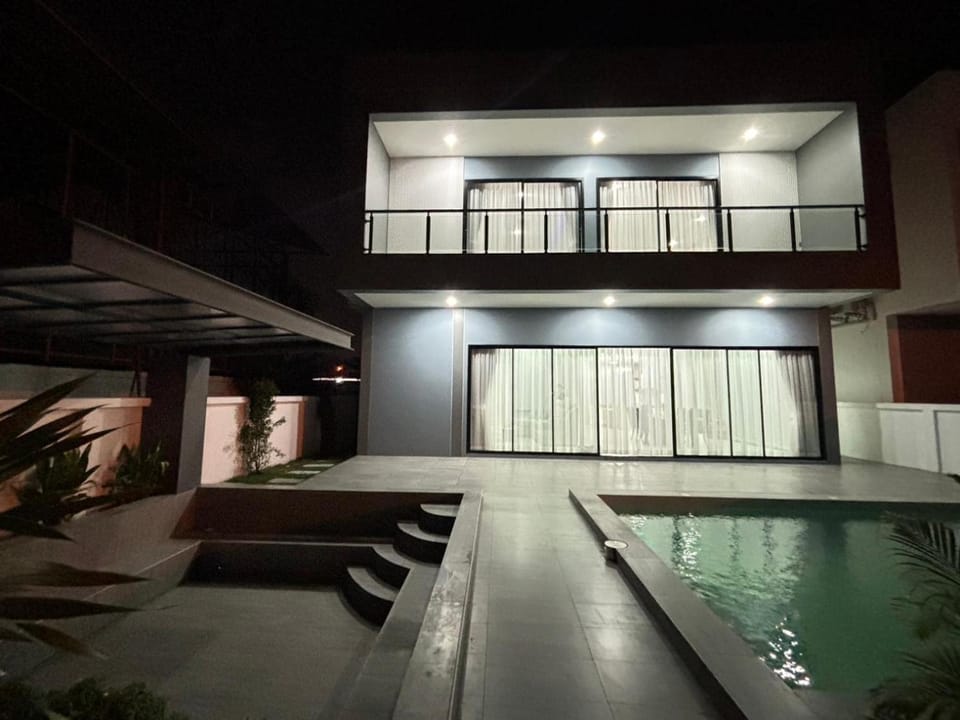 Property building, Night, Pool view, Swimming pool