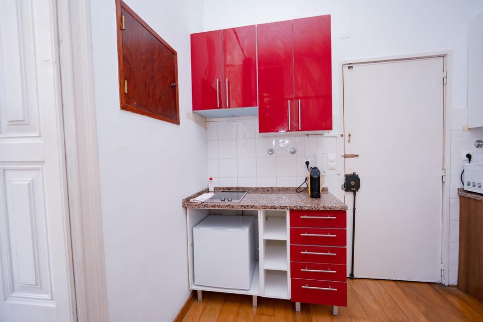 Kitchen or kitchenette, stove