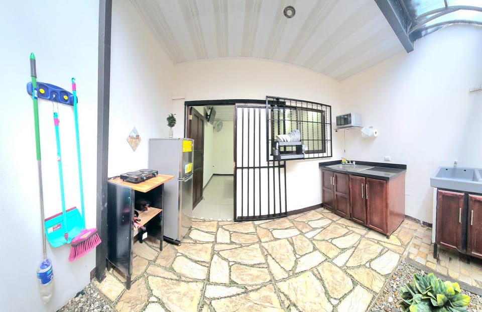 Kitchen or kitchenette, microwave