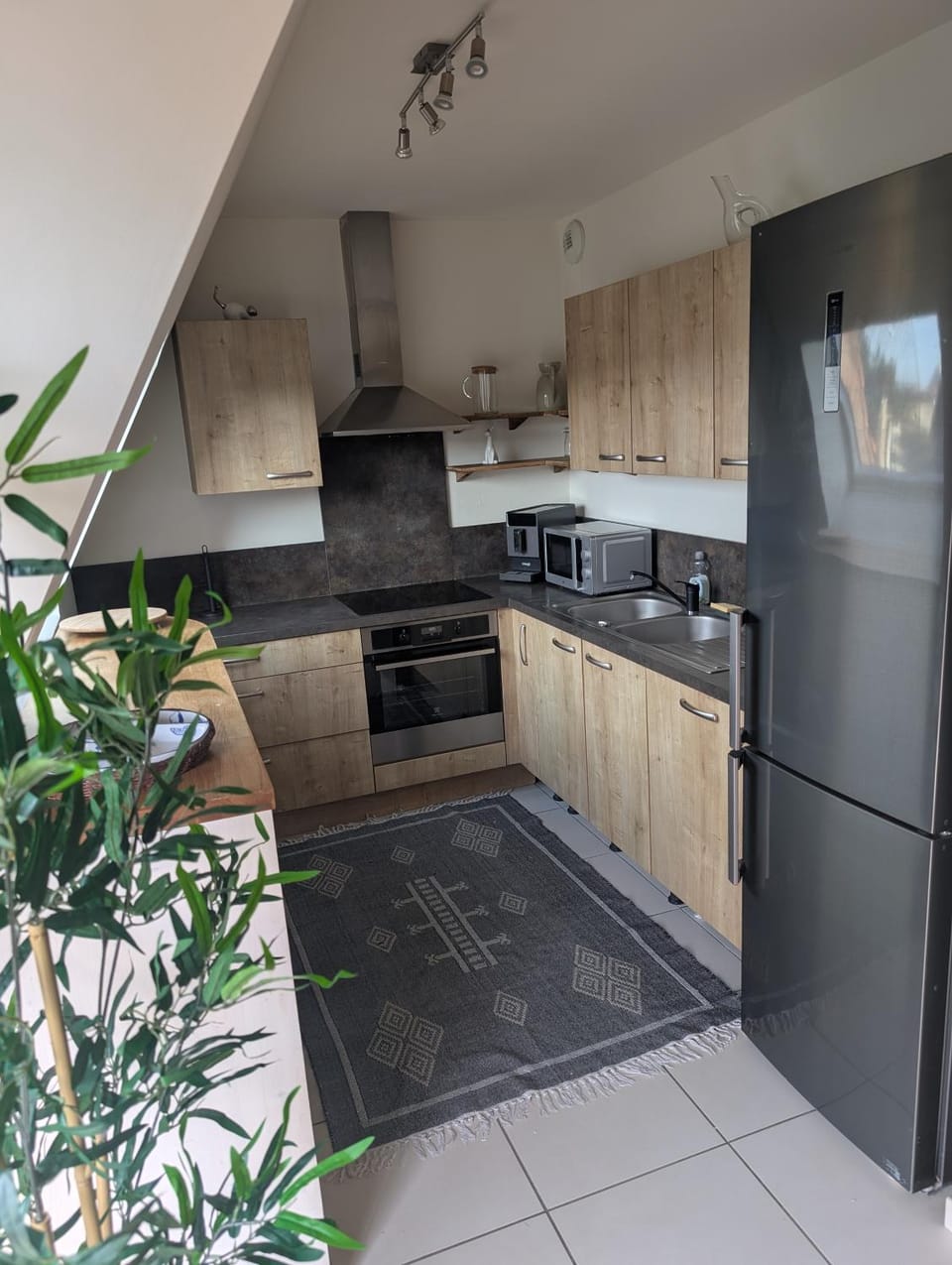 Kitchen or kitchenette, dishwasher, oven, stove, toaster