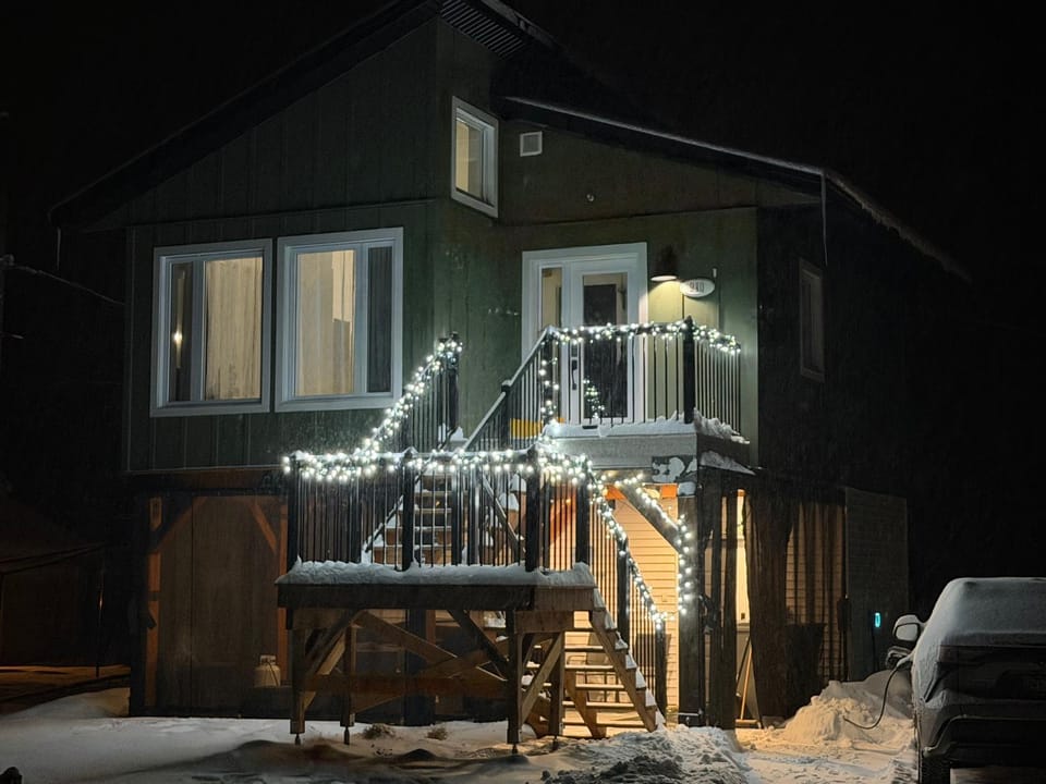 Property building, Night, Winter
