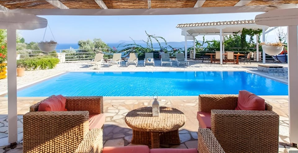 Patio, Day, Natural landscape, Garden, Seating area, Pool view, Swimming pool, sunbed