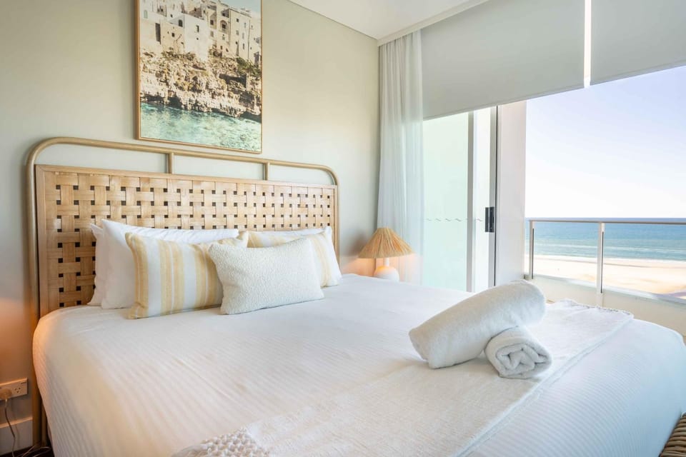 Bed, Natural landscape, Bedroom, Sea view
