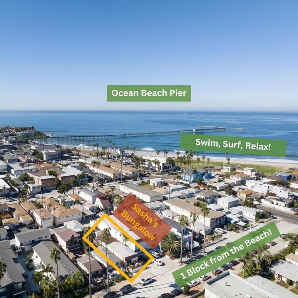 2BD Sashas Bungalow Beach Vibes 1 Block Away House in Ocean Beach