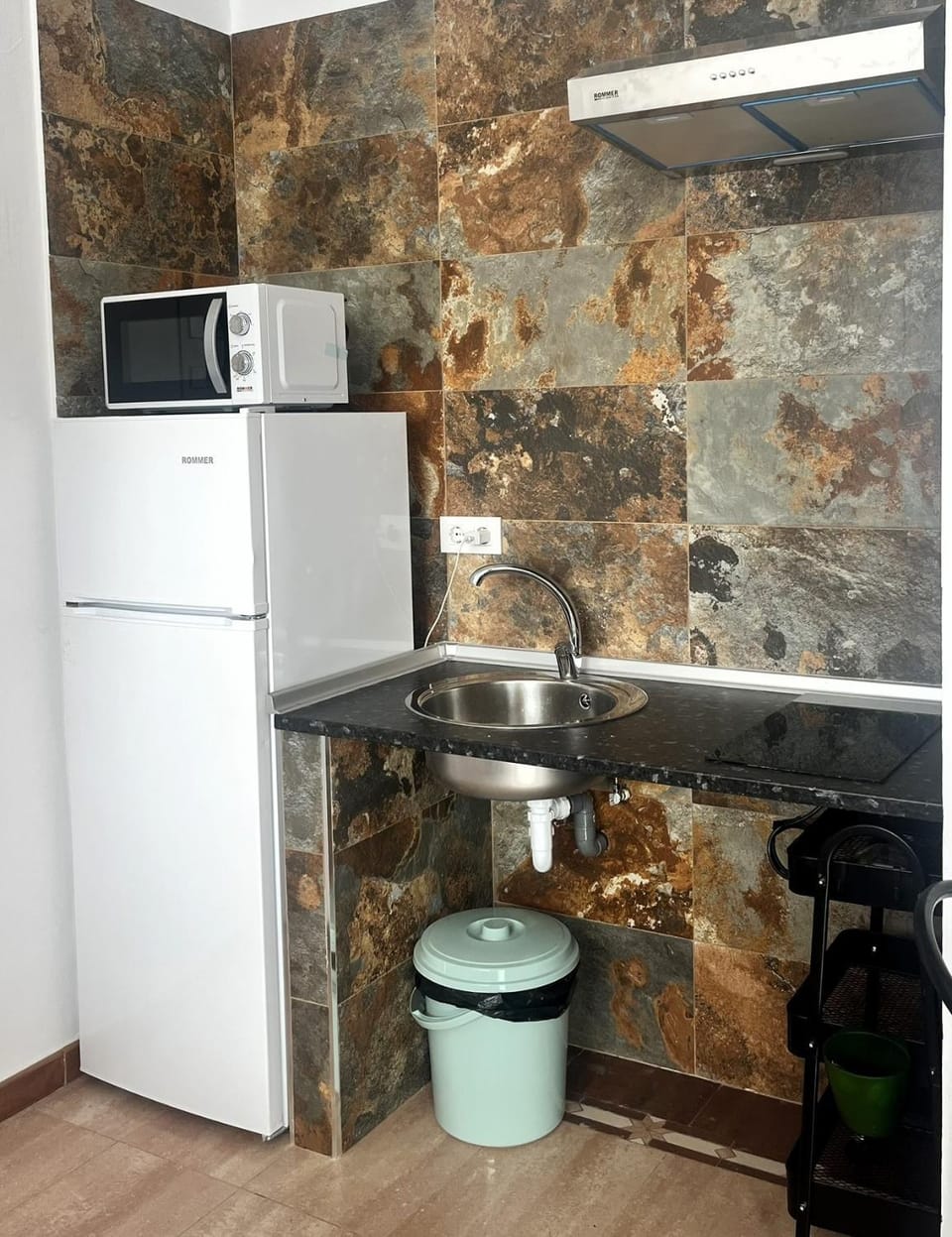 Kitchen or kitchenette, stove