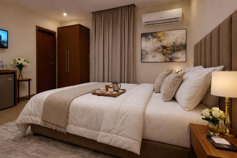 Bed, TV and multimedia, Kitchen or kitchenette, Living room, Photo of the whole room, Seating area, Bedroom, wardrobe, air conditioner