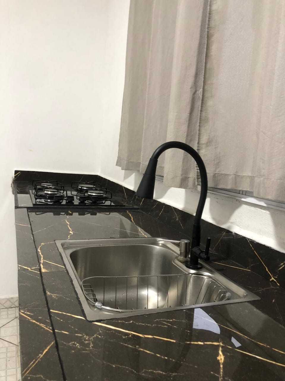 Kitchen or kitchenette, stove