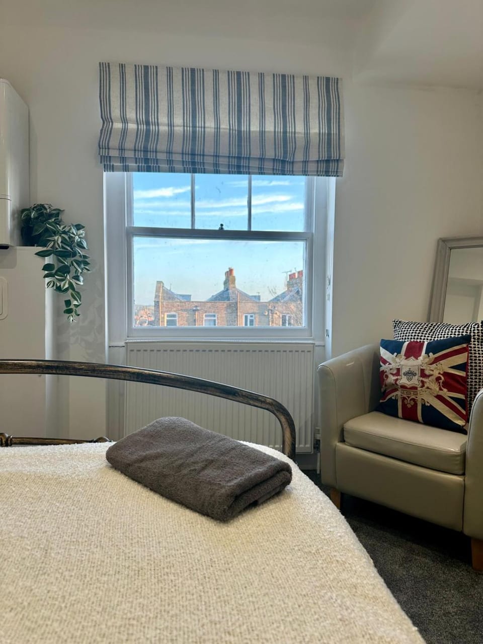 Bed, Bedroom, Inner courtyard view