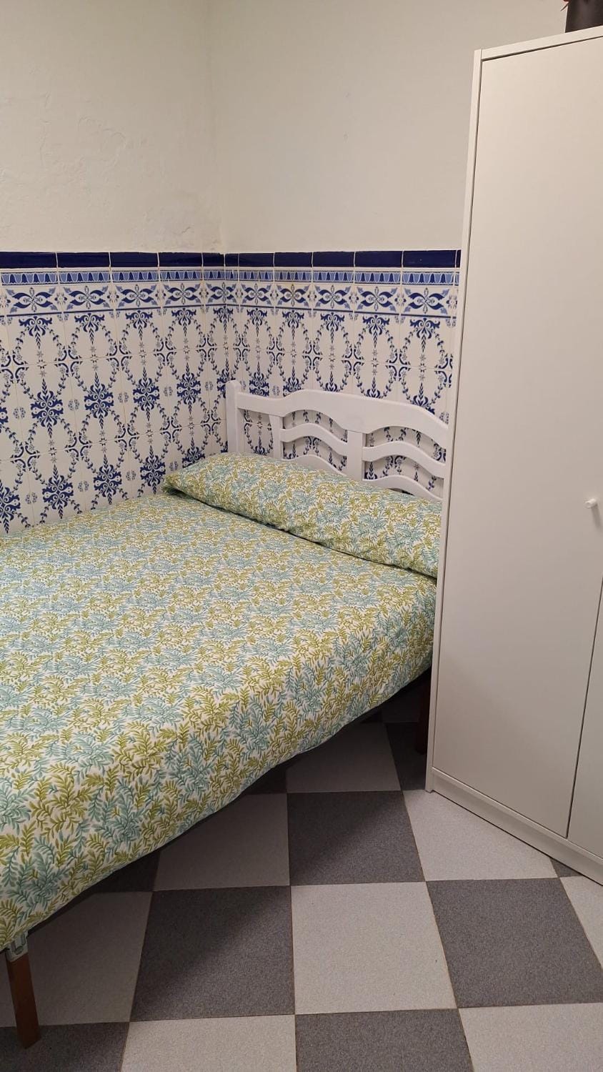 Bed, wardrobe