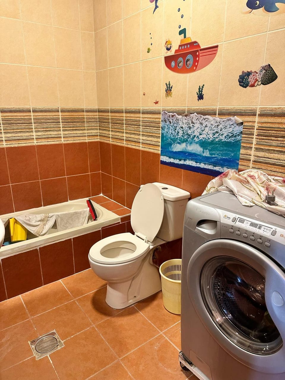 Bathroom, Bath, washing machine