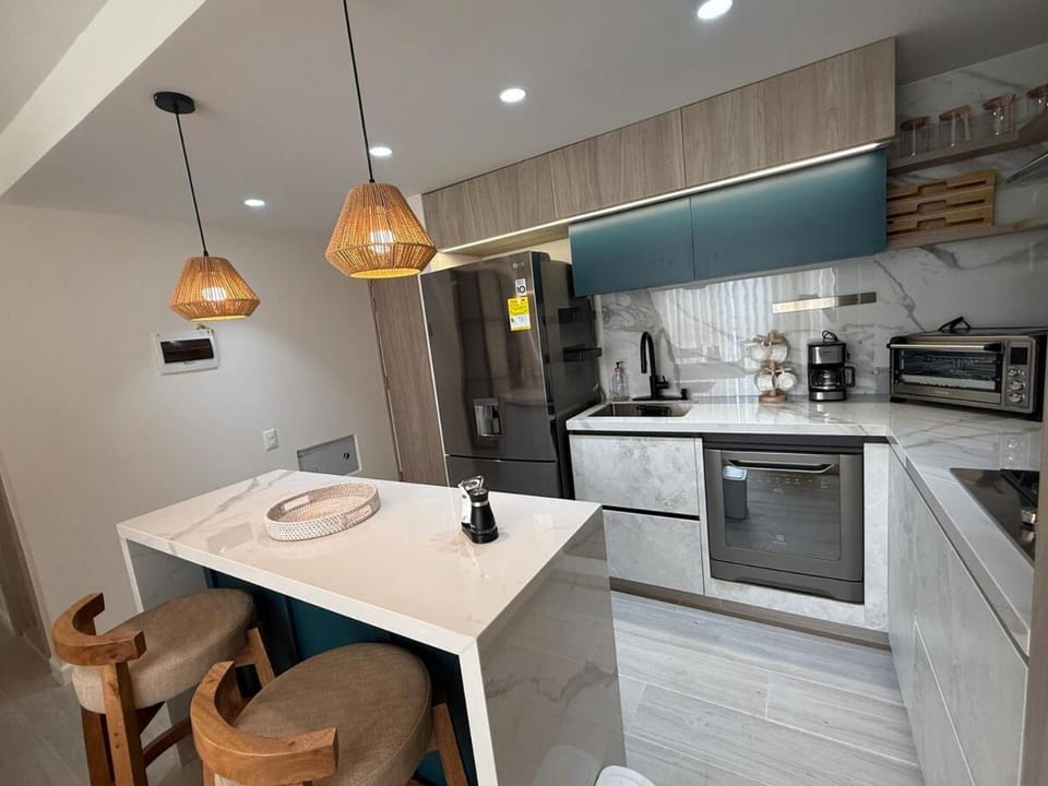 Open Floor Chic Interior Design Pool Full Kitchen Apartment in Barranquilla