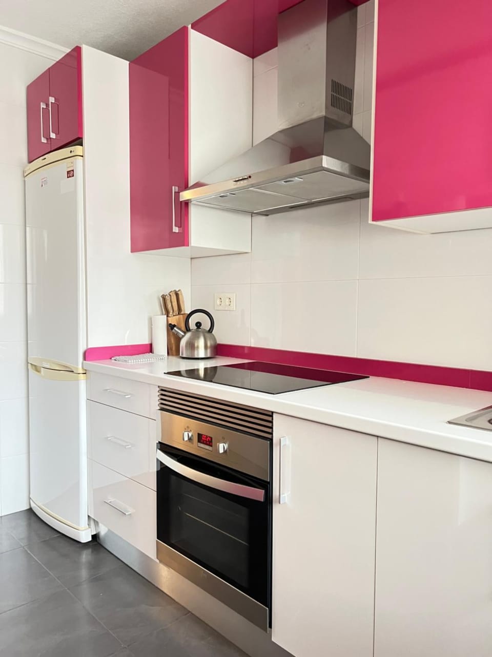 Kitchen or kitchenette, stove