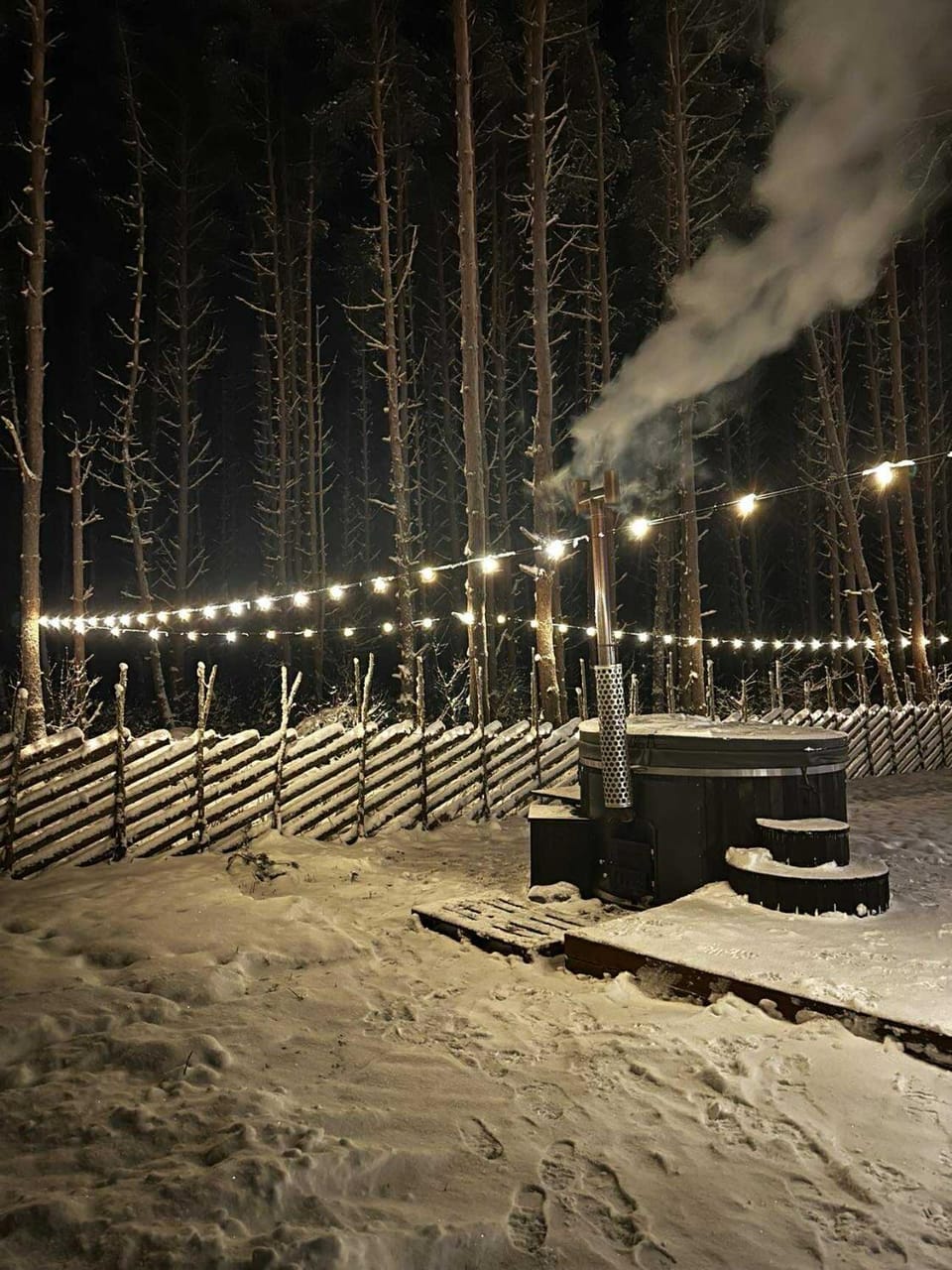 Night, Natural landscape, Winter, Open Air Bath