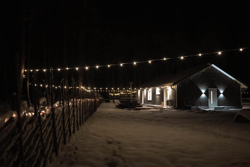 Property building, Night, Winter