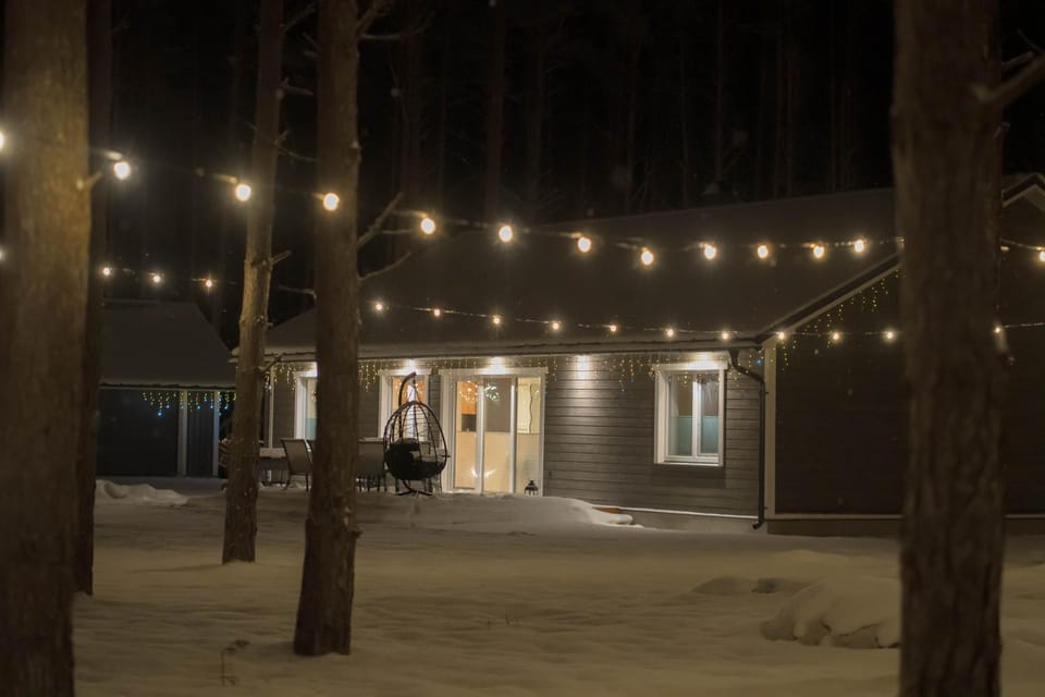 Property building, Night, Winter