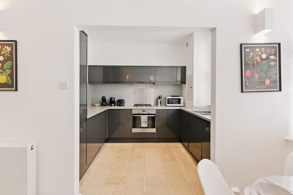Kitchen or kitchenette, oven, stove, toaster
