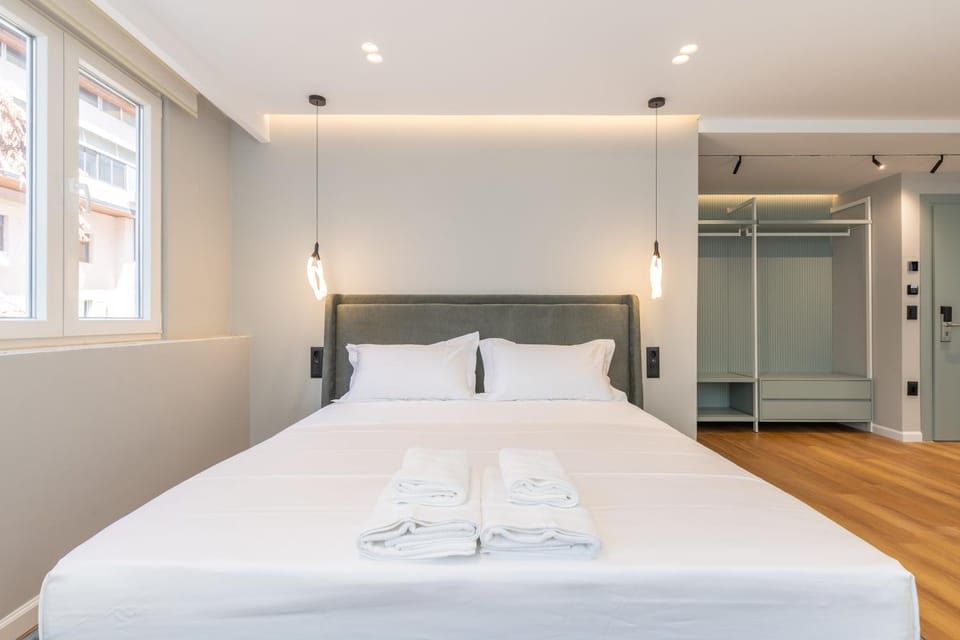 Bed, Photo of the whole room, Bedroom, towels, wardrobe