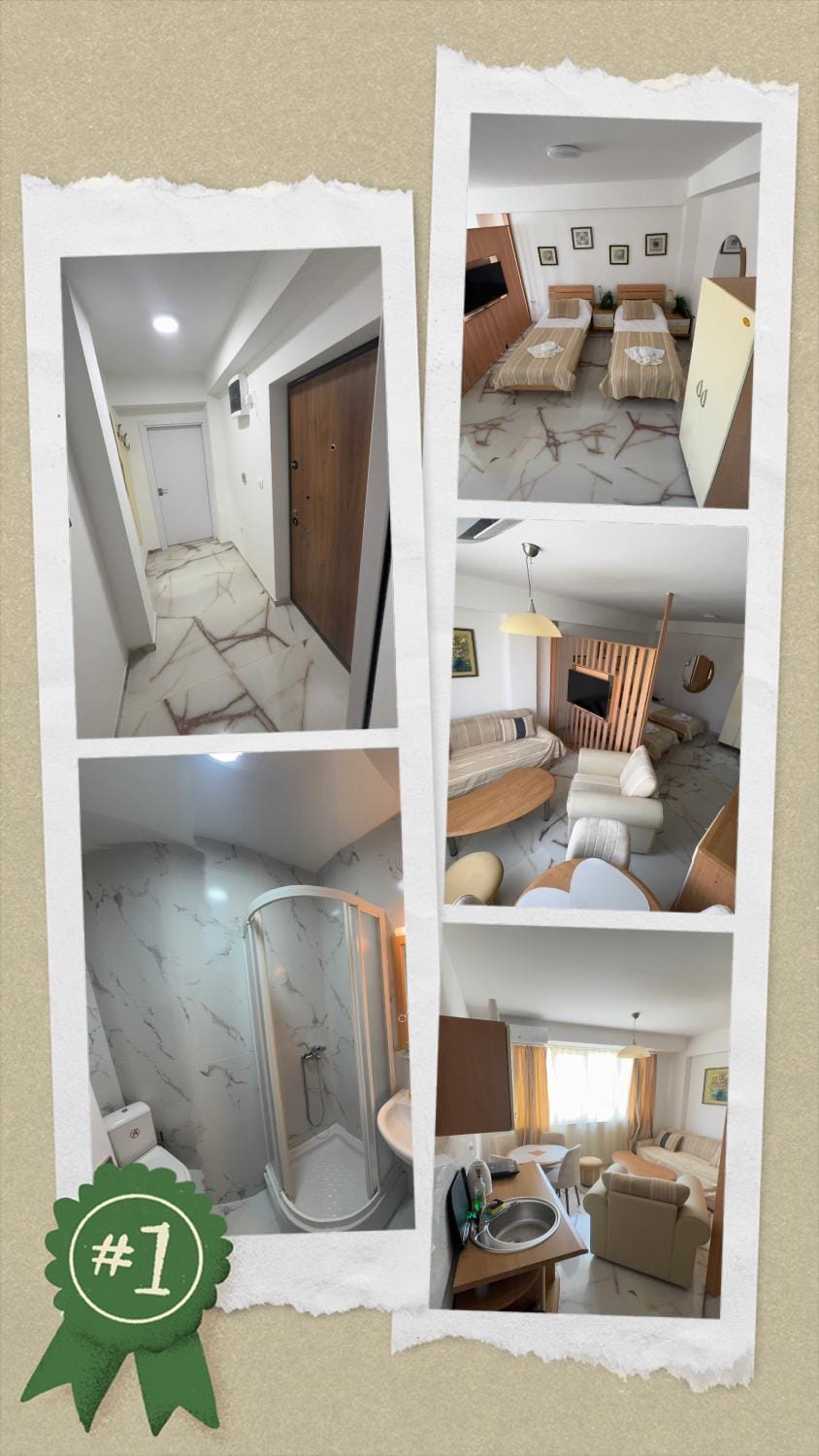 Kitchen or kitchenette, Living room, Seating area