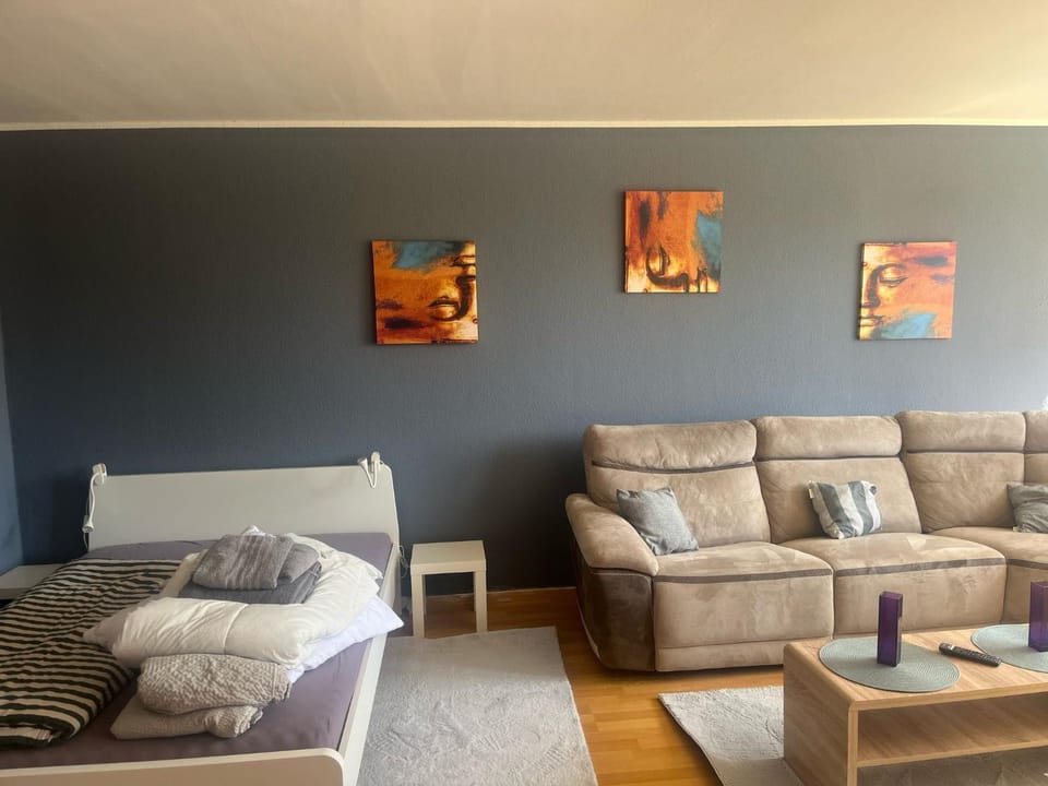 Bed, Living room, Photo of the whole room, Seating area, Bedroom