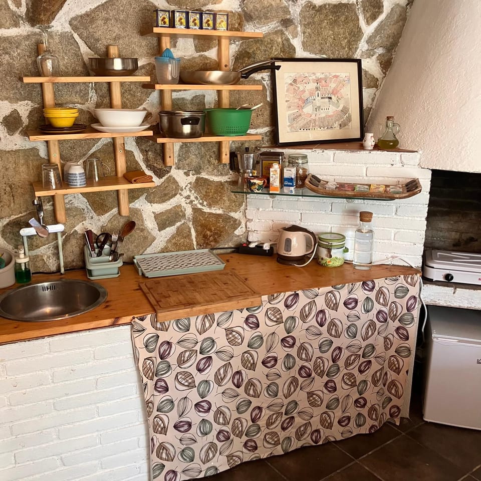 Kitchen or kitchenette, stove