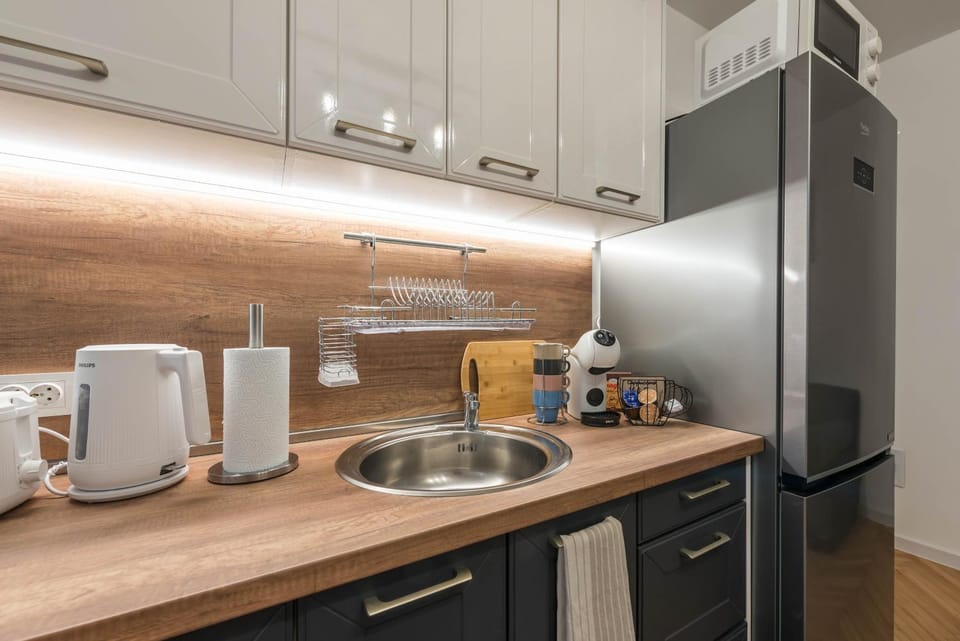 Kitchen or kitchenette, oven, stove, toaster
