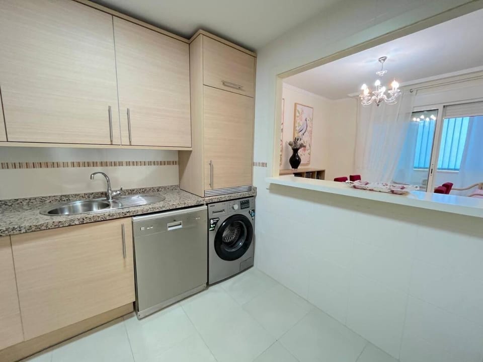 Kitchen or kitchenette, dishwasher, washing machine