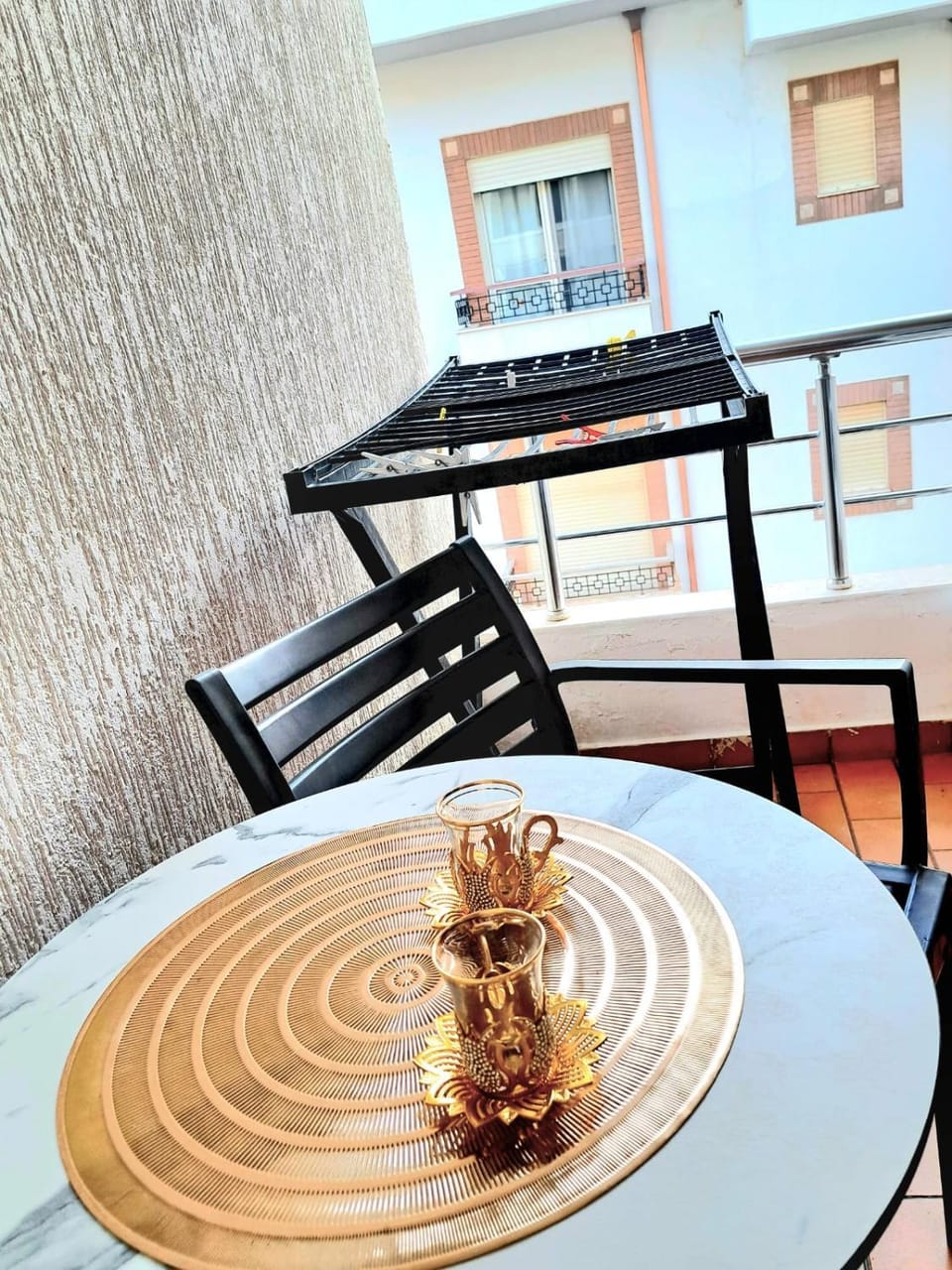 Day, View (from property/room), Balcony/Terrace, Living room, Food and drinks, Seating area, Dining area, Food