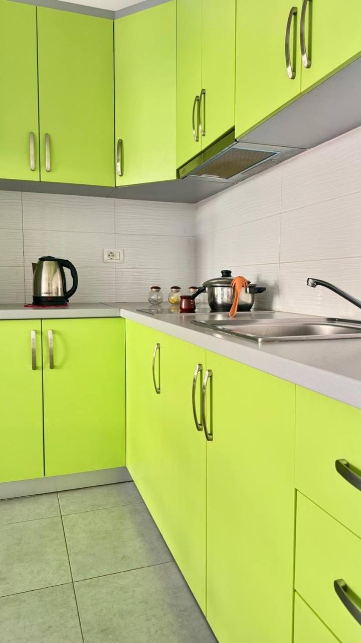 Kitchen or kitchenette, stove