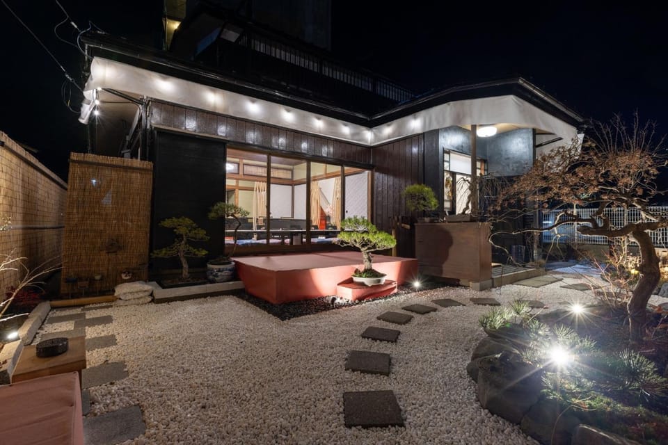 Property building, Night, Garden