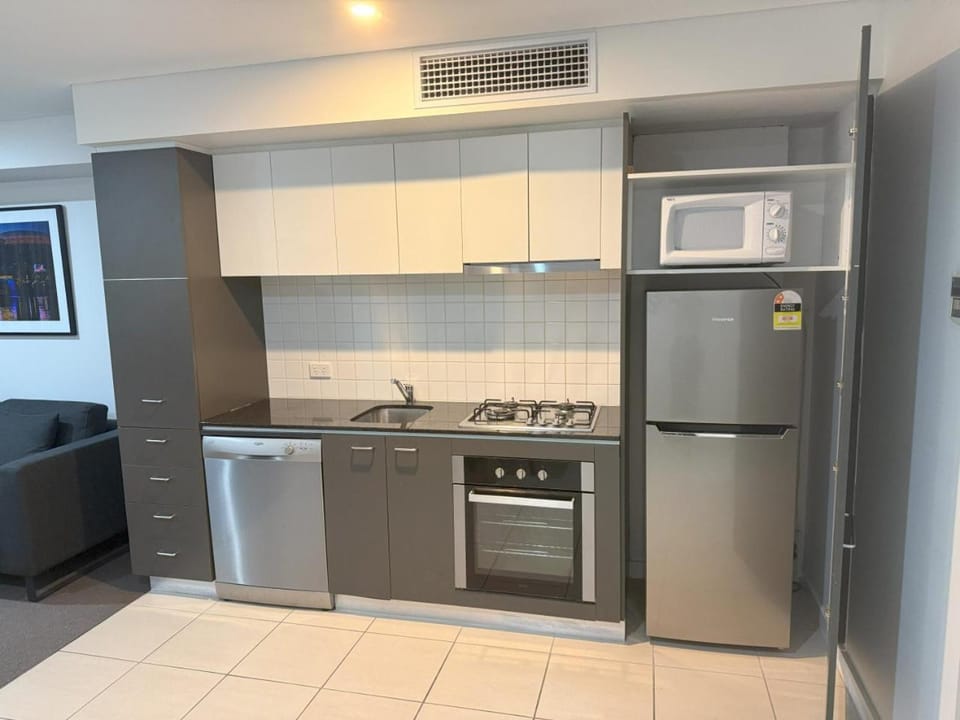 Kitchen or kitchenette, dishwasher, oven
