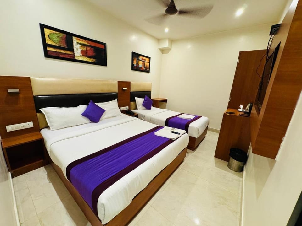 Bed, wardrobe, air conditioner