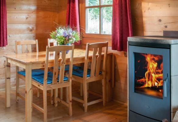 Dining area, fireplace