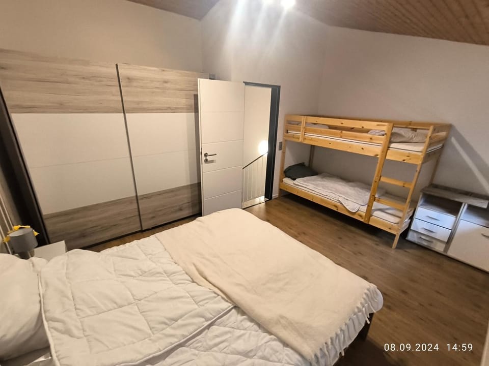 Bed, Photo of the whole room, Bedroom, bunk bed, wardrobe