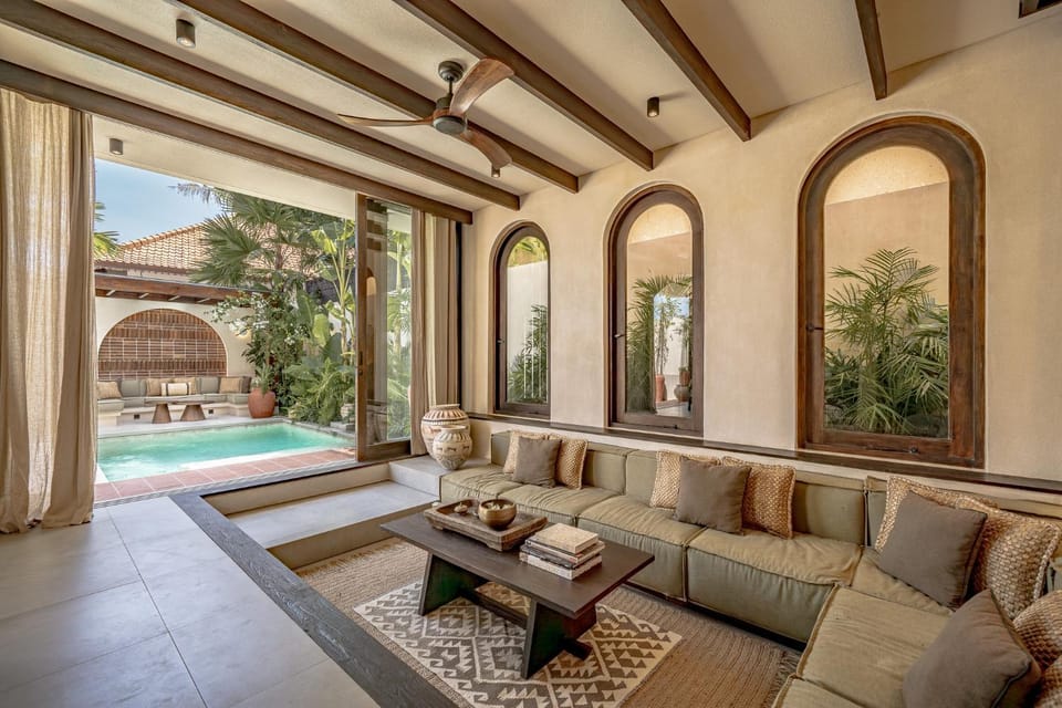 Living room, Seating area, Pool view, Swimming pool