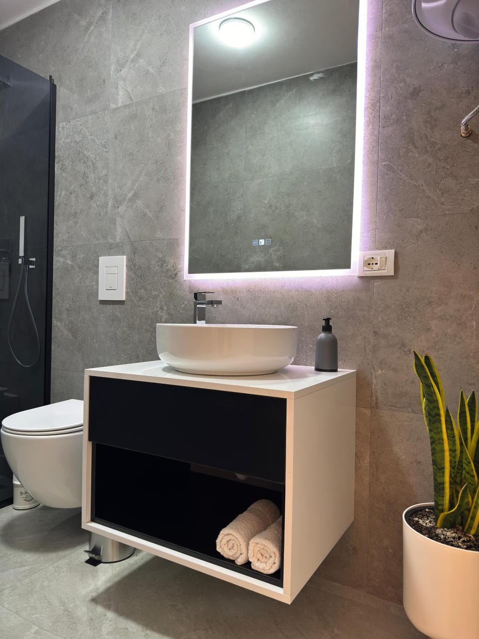 Toilet, towels