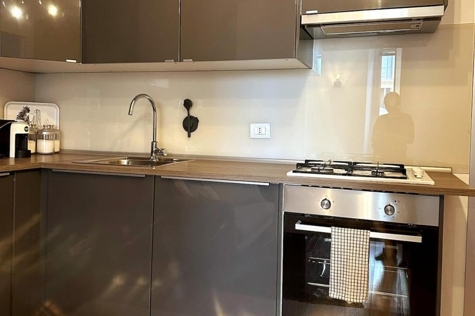 Kitchen or kitchenette, dishwasher, stove