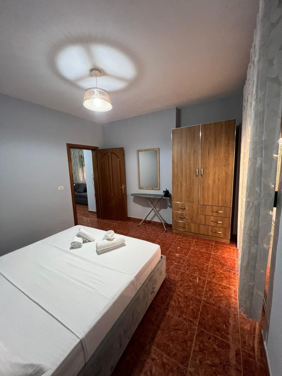 Bed, Photo of the whole room, Bedroom, towels, wardrobe