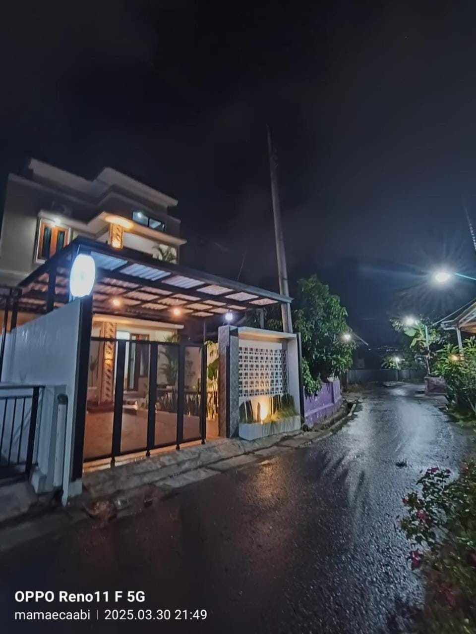 Property building, Night, Garden