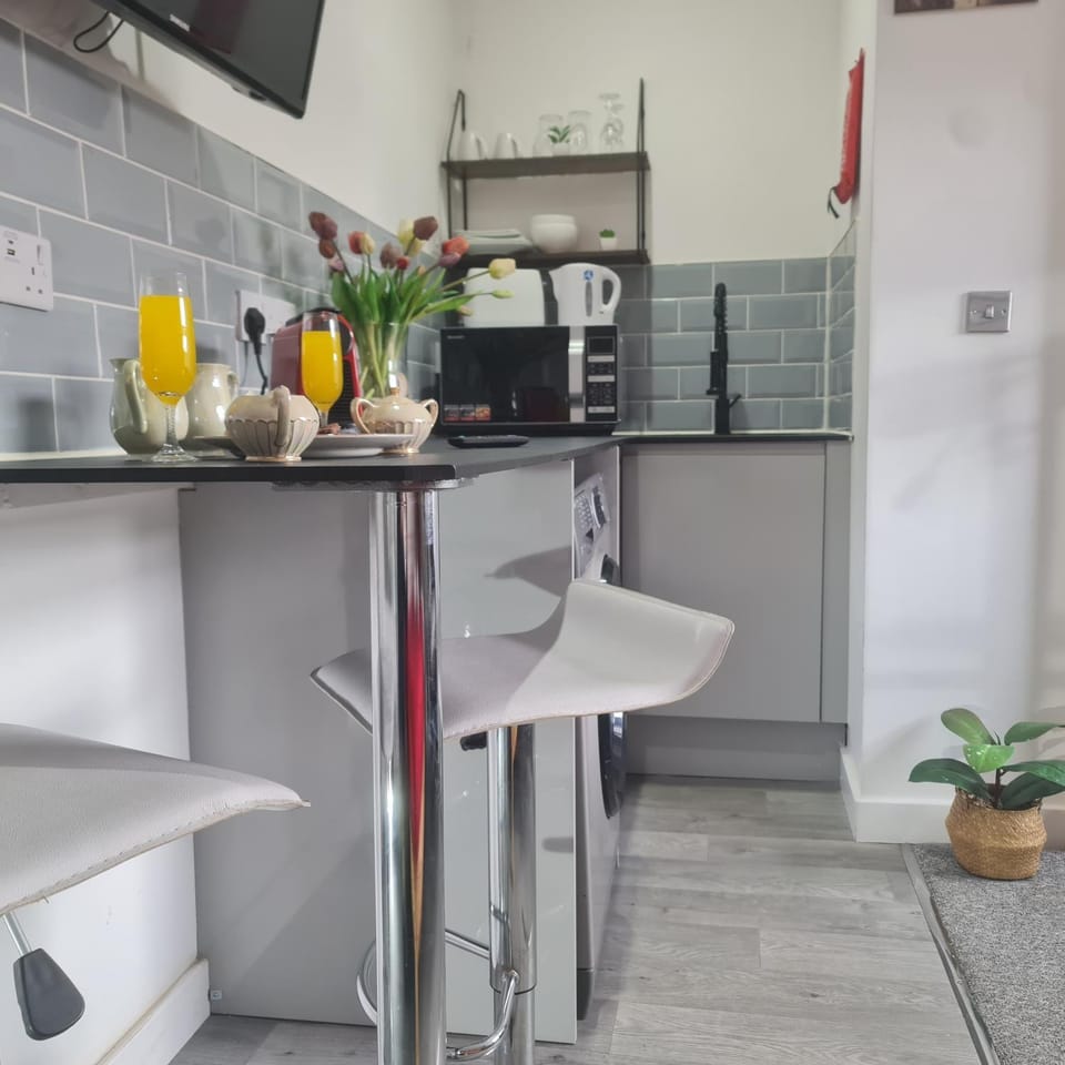 Coffee/tea facilities, Kitchen or kitchenette, oven, stove