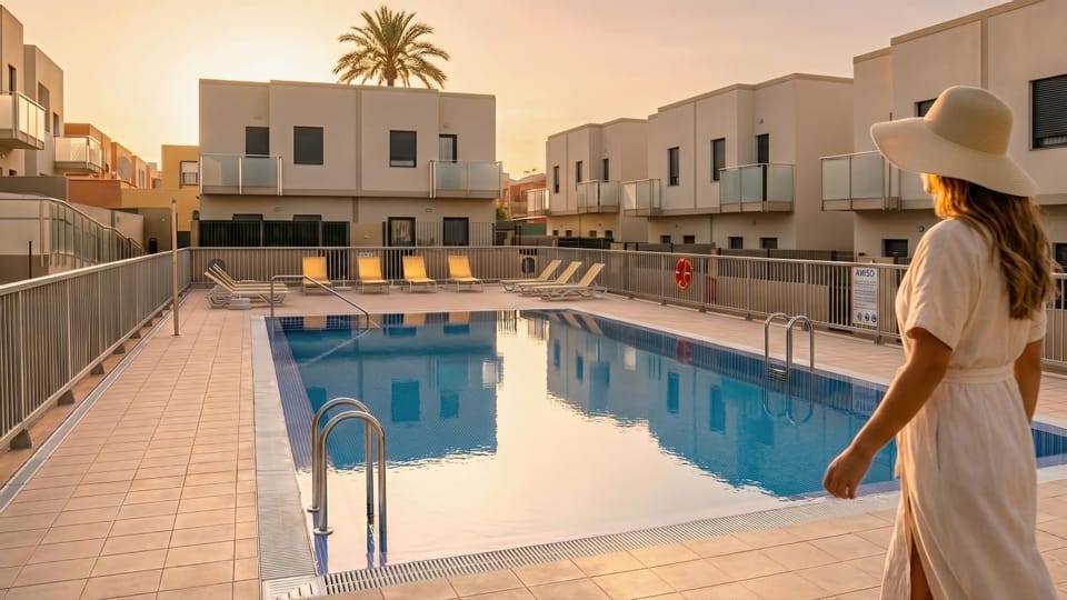 Balcony/Terrace, Swimming pool, Sunset, sunbed